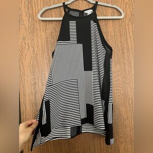 Calvin Klein Black and Gray Striped Top